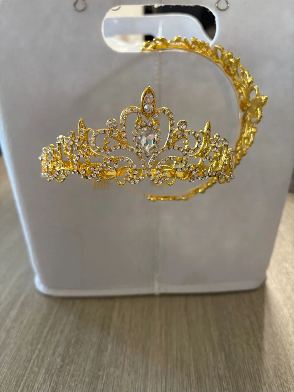 Gold Crystal Decorative Tiara Headband - Women's Hair Accessory